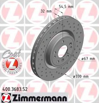 400.3683.52 ZIMMERMANN Brake System Brake Disc