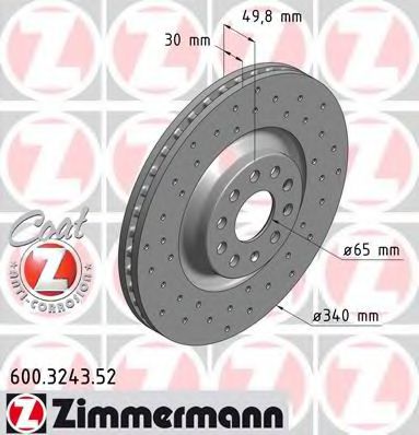 600.3243.52 ZIMMERMANN Тормозная система Тормозной диск