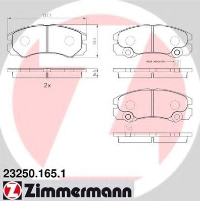 23250.165.1 ZIMMERMANN Brake Pad Set, disc brake