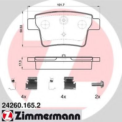 24260.165.2 ZIMMERMANN Brake System Brake Pad Set, disc brake