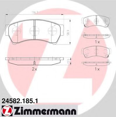 24582.185.1 ZIMMERMANN Brake System Brake Pad Set, disc brake