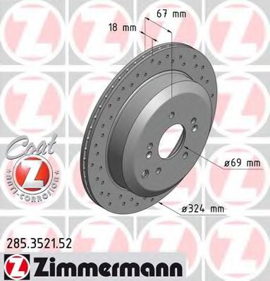 285.3521.52 ZIMMERMANN Brake System Brake Disc
