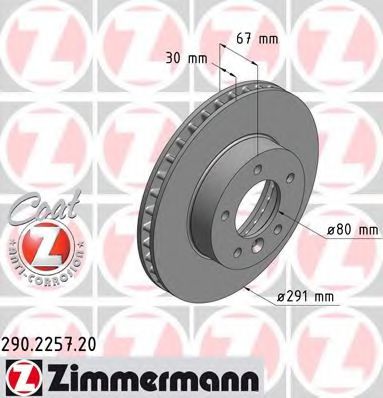 290.2257.20 ZIMMERMANN Brake System Brake Disc