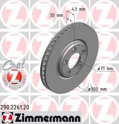 290.2261.20 ZIMMERMANN Brake System Brake Disc