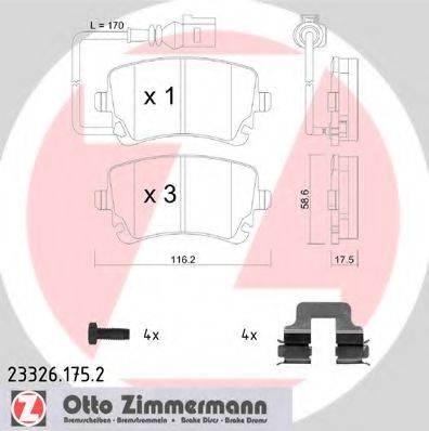 23326.175.2 ZIMMERMANN Brake System Brake Pad Set, disc brake