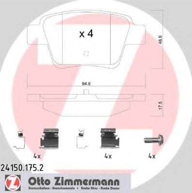 24150.175.2 ZIMMERMANN Brake Pad Set, disc brake