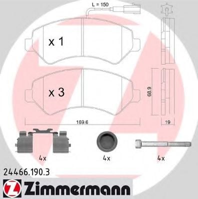 24466.190.3 ZIMMERMANN Brake System Brake Pad Set, disc brake