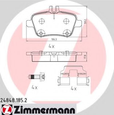 24848.185.2 ZIMMERMANN Brake System Brake Pad Set, disc brake