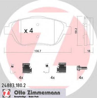 24883.180.2 ZIMMERMANN Brake System Brake Pad Set, disc brake