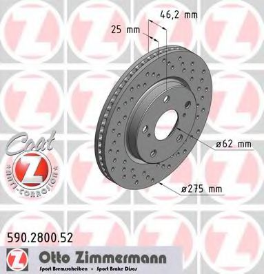 590.2800.52 ZIMMERMANN Brake System Brake Disc