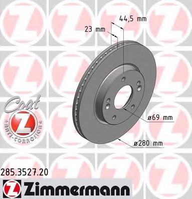 285.3527.20 ZIMMERMANN Brake System Brake Disc