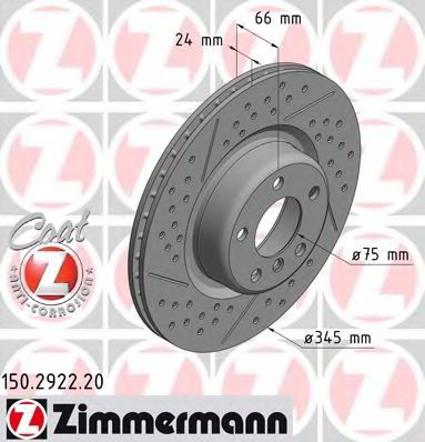 150.2922.20 ZIMMERMANN Brake System Brake Disc