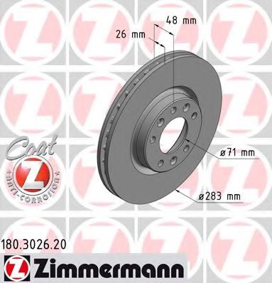 180.3026.20 ZIMMERMANN Brake System Brake Disc
