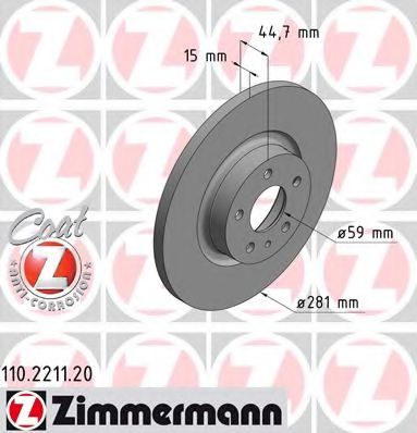 110.2211.20 ZIMMERMANN Brake System Brake Disc