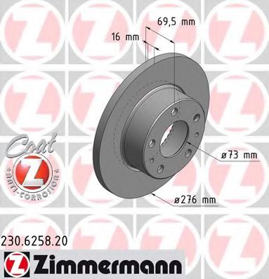 230.6258.20 ZIMMERMANN Brake System Brake Disc