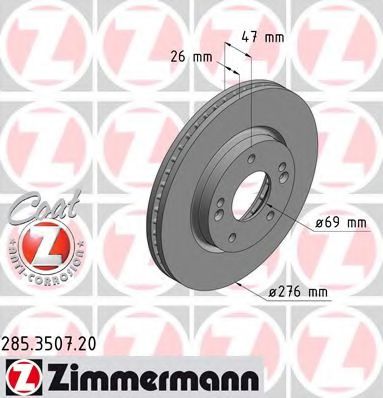 285.3507.20 ZIMMERMANN Brake System Brake Disc