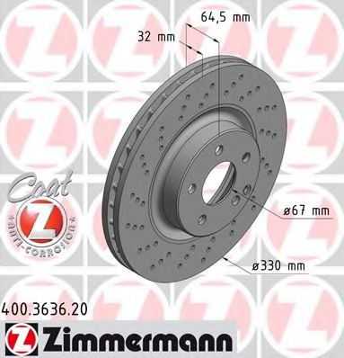 400.3636.20 ZIMMERMANN Brake System Brake Disc