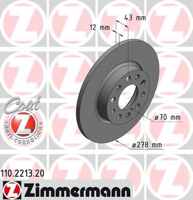 110.2213.20 ZIMMERMANN Brake System Brake Disc