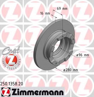 250.1358.20 ZIMMERMANN Brake System Brake Disc