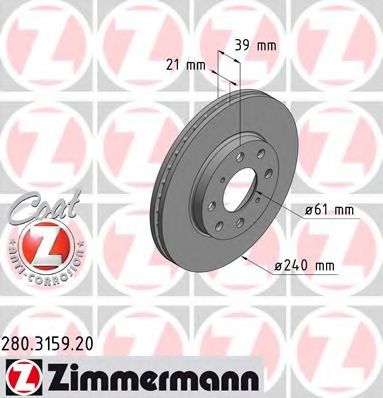 280.3159.20 ZIMMERMANN Brake System Brake Disc
