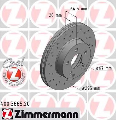 400.3665.20 ZIMMERMANN Brake System Brake Disc