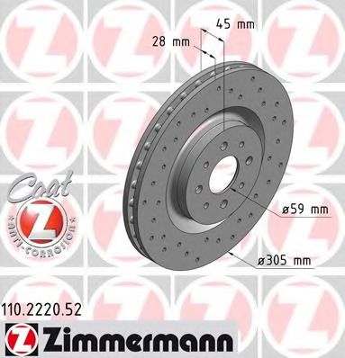 110.2220.52 ZIMMERMANN Brake System Brake Disc
