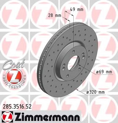 285.3516.52 ZIMMERMANN Brake System Brake Disc