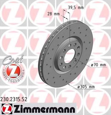 230.2315.52 ZIMMERMANN Brake System Brake Disc