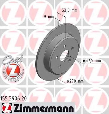 155.3906.20 ZIMMERMANN Brake System Brake Disc