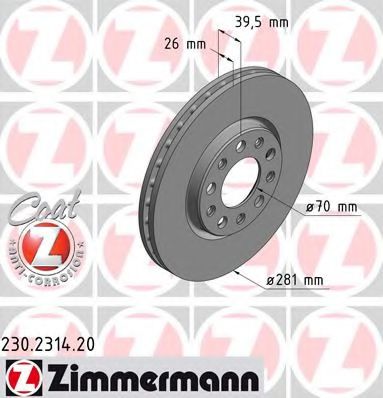 230.2314.20 ZIMMERMANN Brake System Brake Disc