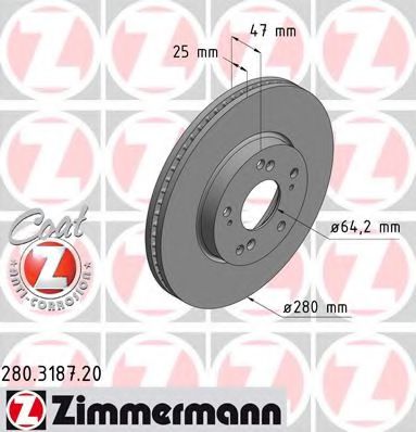 280.3187.20 ZIMMERMANN Brake System Brake Disc