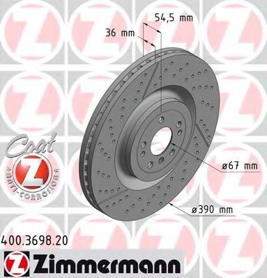 400.3698.20 ZIMMERMANN Brake System Brake Disc