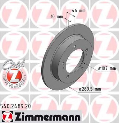540.2489.20 ZIMMERMANN Brake System Brake Disc