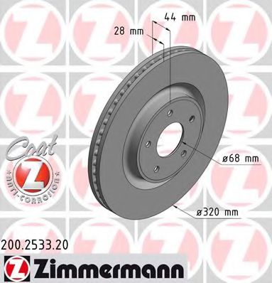 200.2533.20 ZIMMERMANN Тормозная система Тормозной диск