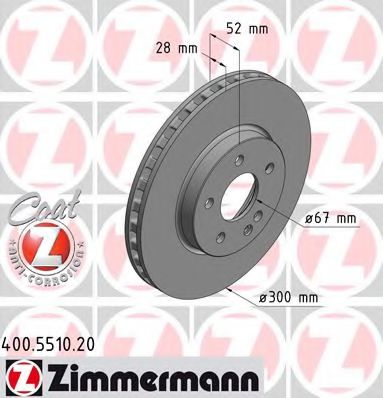 400.5510.20 ZIMMERMANN Brake System Brake Disc