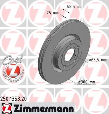 250.1353.20 ZIMMERMANN Brake System Brake Disc
