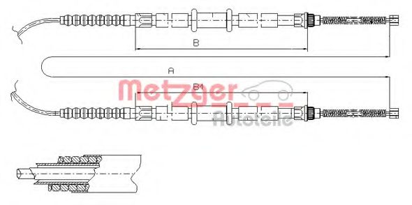 1261.3 METZGER Тормозная система Трос, стояночная тормозная система