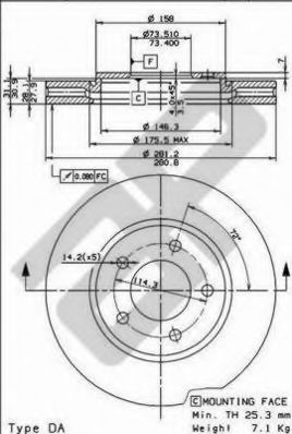 24842 METZGER Тормозная система Тормозной диск