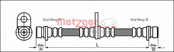 4113290 METZGER Brake System Brake Hose