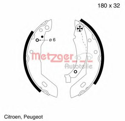 MG 415 METZGER Brake Shoe Set