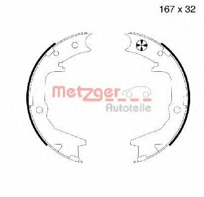 MG 994 METZGER Brake Shoe Set, parking brake