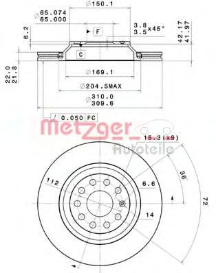 25084 METZGER Brake System Brake Disc