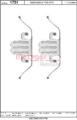 109-1751 METZGER Brake System Accessory Kit, disc brake pads