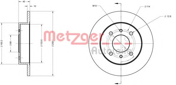 6110139 METZGER Тормозная система Комплект тормозных колодок, дисковый тормоз