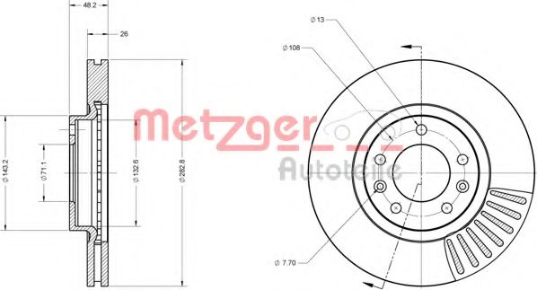 6110230 METZGER Тормозная система Тормозной диск