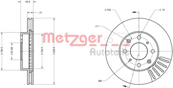 6110454 METZGER Тормозная система Тормозной диск