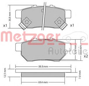 1170272 METZGER Brake Pad Set, disc brake