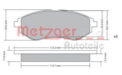 1170404 METZGER Brake System Brake Pad Set, disc brake