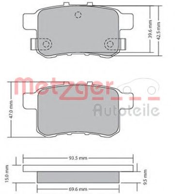 1170593 METZGER Brake System Brake Pad Set, disc brake