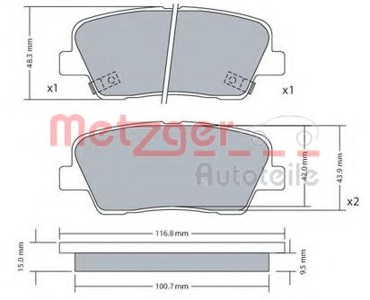 1170687 METZGER Brake Pad Set, disc brake